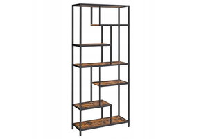 Design Boekenkast Industrieel - Rustiek Bruin/Zwart Metaal - 180 cm hoog