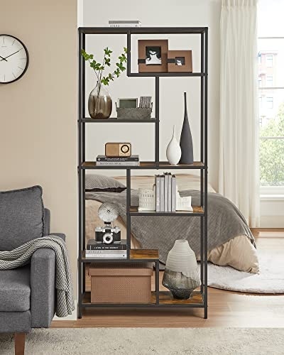 Design Boekenkast Industrieel - Rustiek Bruin/Zwart Metaal - 180 cm hoog