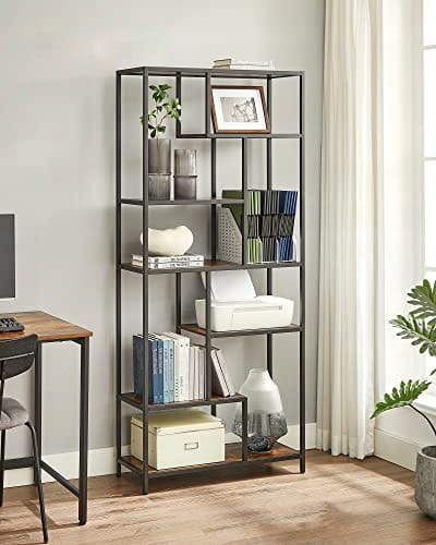 Design Boekenkast Industrieel - Rustiek Bruin/Zwart Metaal - 180 cm hoog