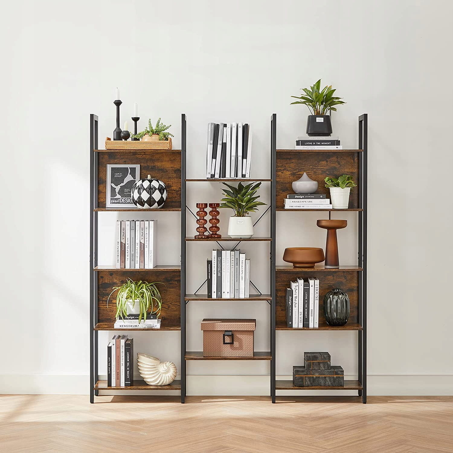 Design Boekenkast Industrieel - Vintage Loft Stijl - Rustiek Bruin 158 cm
