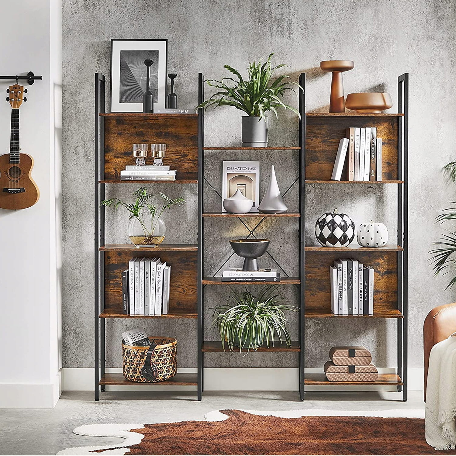 Design Boekenkast Industrieel - Vintage Loft Stijl - Rustiek Bruin 158 cm