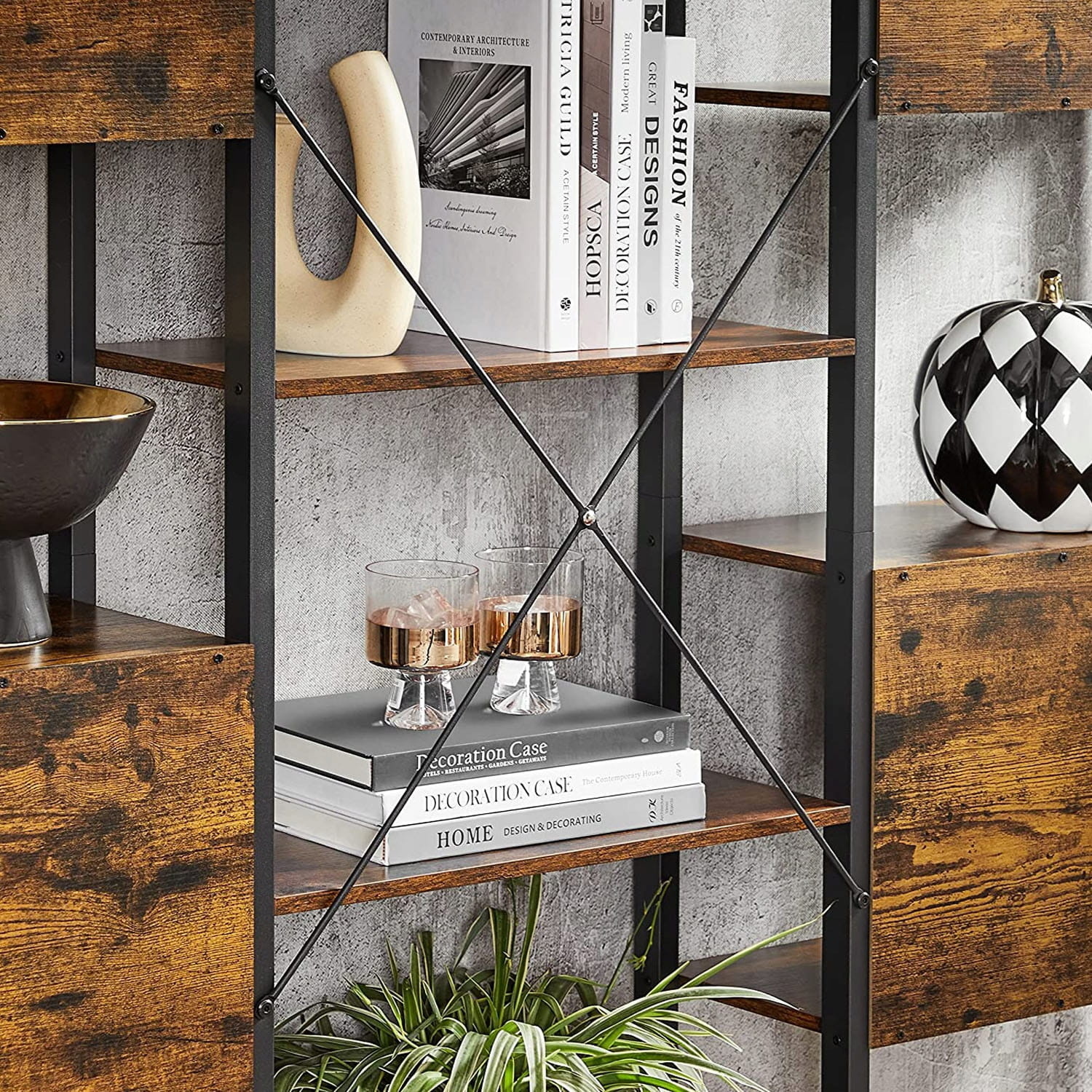 Robuuste Metalen Boekenkast - Industrieel Vintage - Rustiek Bruin
