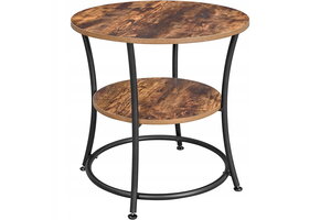 Compacte Ronde Salontafel - Industrieel Design - 55 cm - Dubbel Plateau