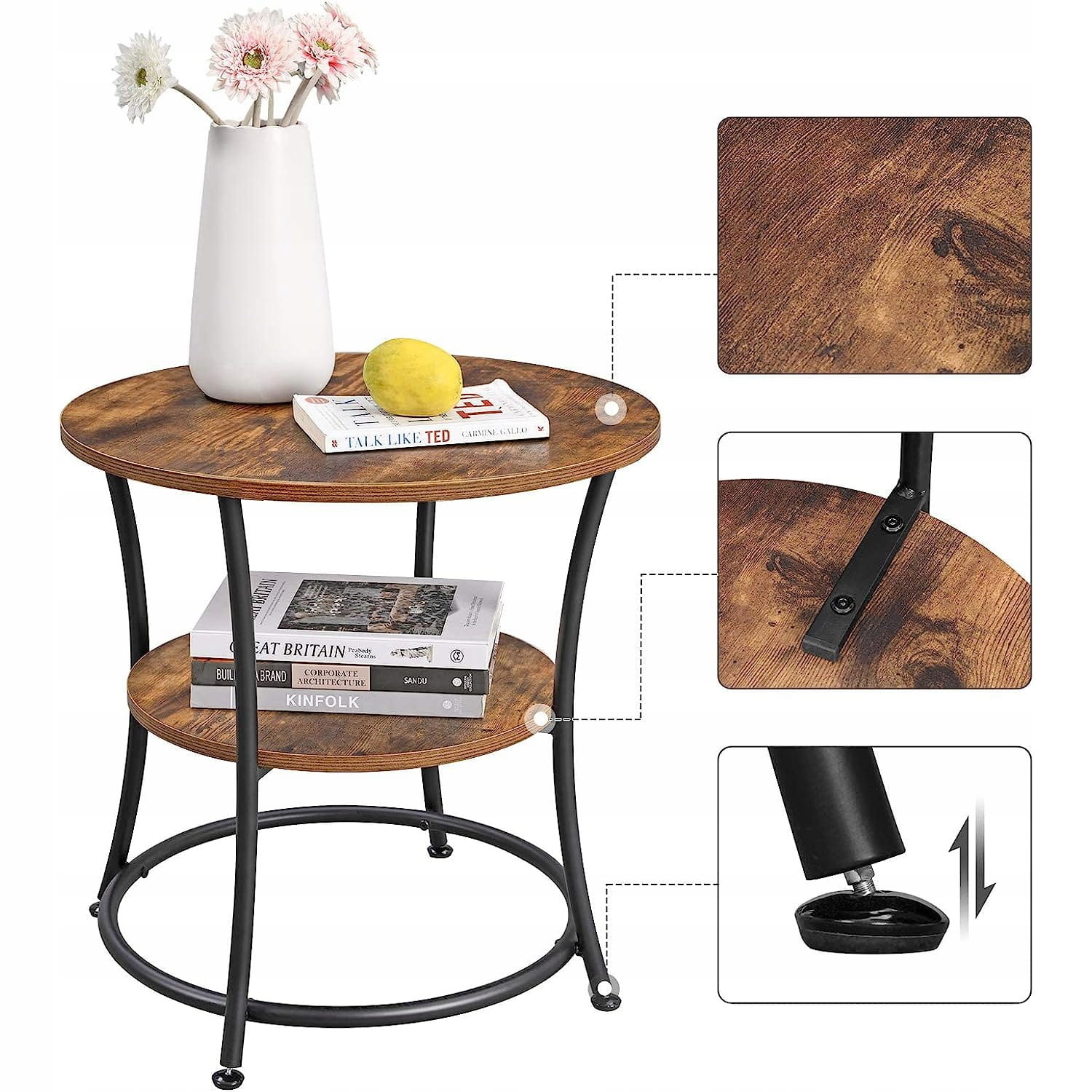 Design Salontafel Metaal & Hout - Industriële Stijl - Ø50 cm