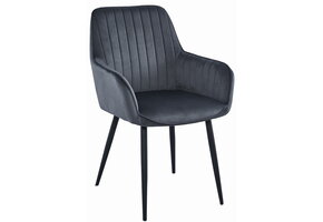 Fluwelen Design Stoel - Zwart Velvet - Stijlvolle Eetkamerstoel