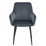 Fluwelen Design Stoel - Zwart Velvet - Stijlvolle Eetkamerstoel