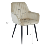 Compacte Velvet Eetkamerstoel - Zwart - Ideaal voor Kleine Ruimtes