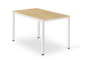 Eiken Tafel met Witte Poten - Industrieel Design 120x60