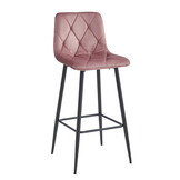 Moderne Barstoel Fluweel - Comfortabele Zithoogte 76cm - Roze - Nado