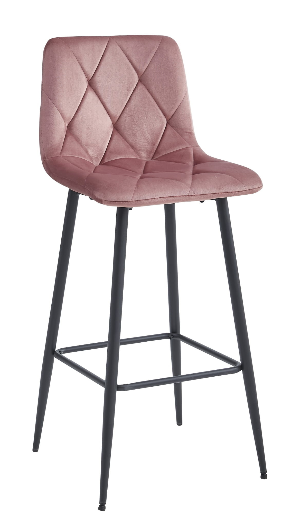 Moderne Barstoel Fluweel - Comfortabele Zithoogte 76cm - Roze - Nado