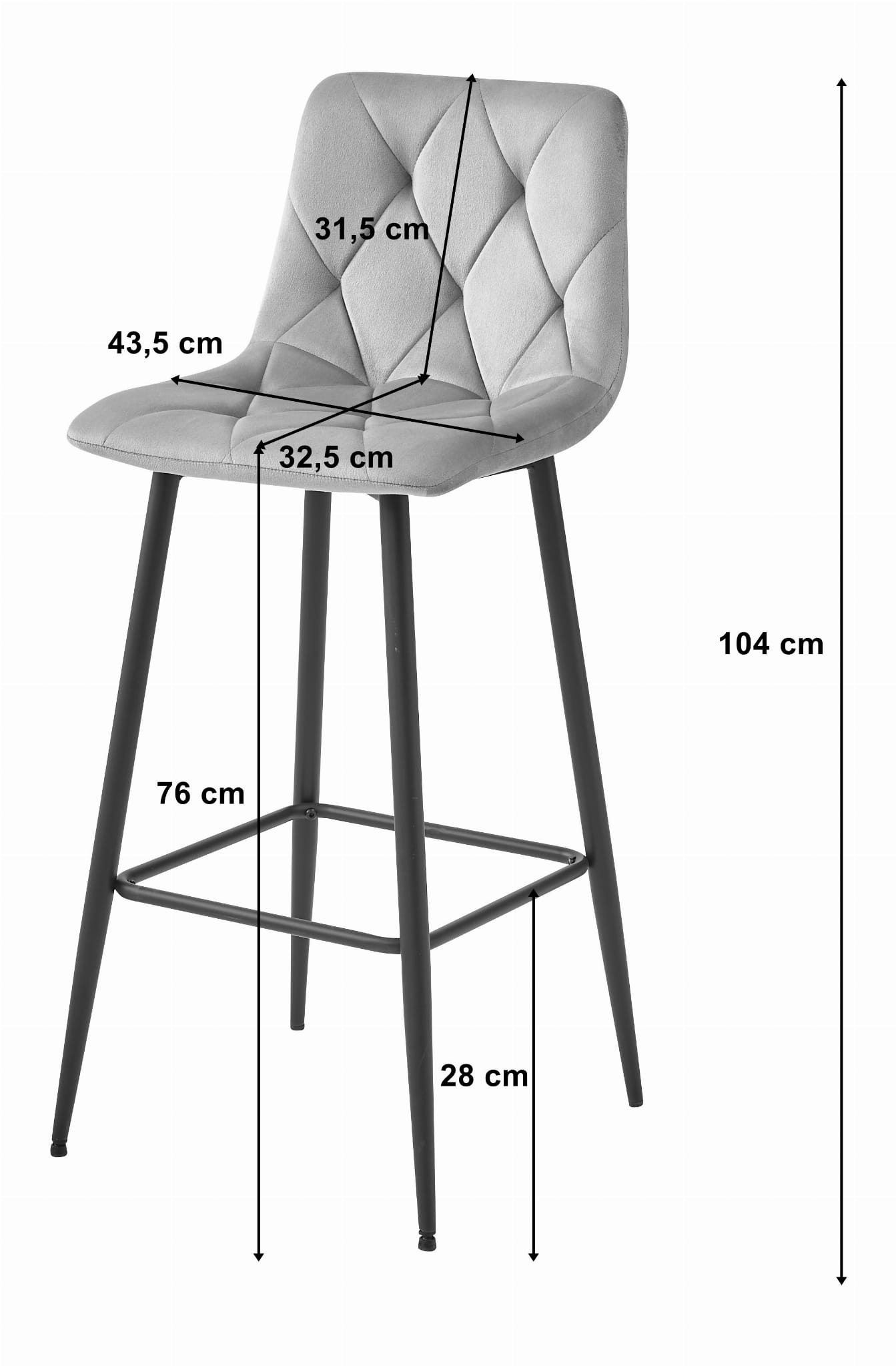 Moderne Barstoel Fluweel - Comfortabele Zithoogte 76cm - Roze - Nado