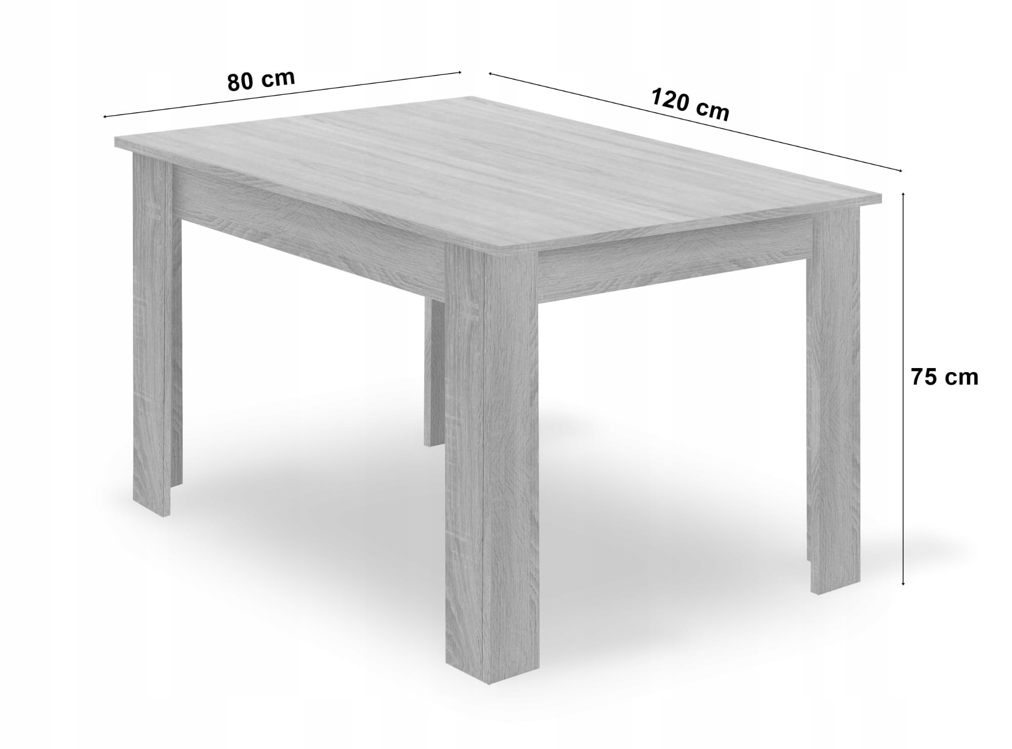 Praktische Eetkamerset 4 Persoons - Eiken Tafel met Zwarte Stoelen - Zelfmontage