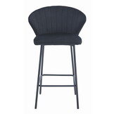 Luxe Fluwelen Barkruk - Design Zitting met Rugleuning - Zwart