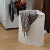 Ruimtebesparende Hoekwasmand - Bamboe - 60L met Uitneembare Waszak