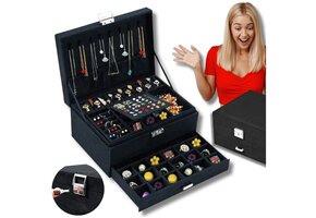 Luxe Sieraden Opbergbox - Afsluitbaar - Eco-Vriendelijk Zwart