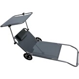 Luxe Verrijdbare Strandstoel met Zonluifel - Grijs