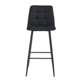 Luxe Fluwelen Barkrukken Set - 4 Design Krukken met Rugleuning - Zwart