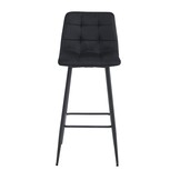 Design Barkrukken Modern - Set van 4 - Zwart Fluweel met Hoge Rugleuning