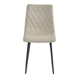 Luxe Fluwelen Eetkamerstoelen Set - 2 Beige Design Stoelen met Zwarte Poten
