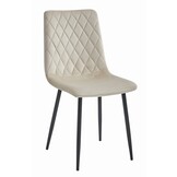 Stevige Eetkamerstoelen - Set van 2 - Beige Velvet - Maximaal 120kg - Zelfmontage
