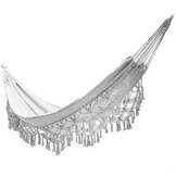 Bohemian Macramé Hangmat - Handgeweven Design - Wit 200 cm