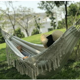 Bohemian Macramé Hangmat - Handgeweven Design - Wit 200 cm