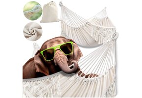 Authentieke Boho Hangmat - Handgemaakt Macramé - Natuurwit