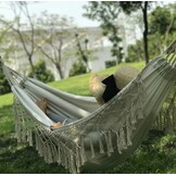 Authentieke Boho Hangmat - Handgemaakt Macramé - Natuurwit