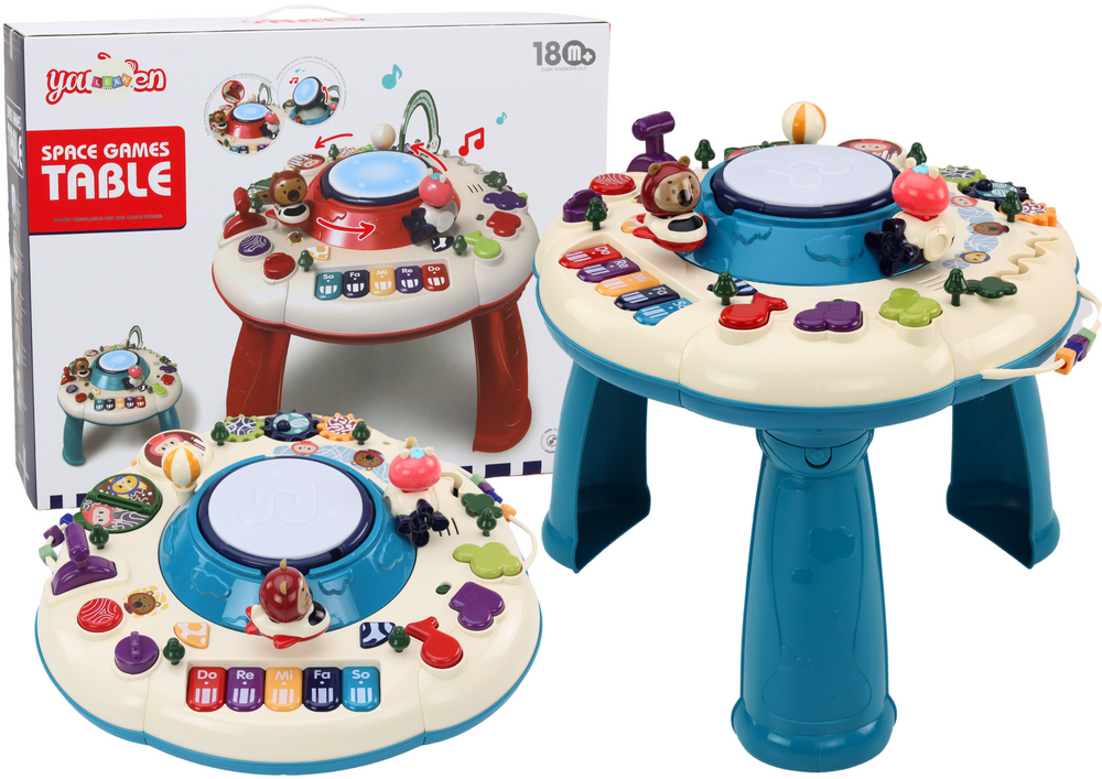 Speeltafel - blauw - piano en drum - 41x39x42 cm