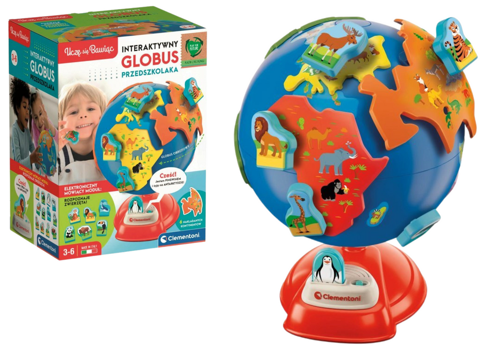 Globe met dieren - gerecycled plastic - educatief