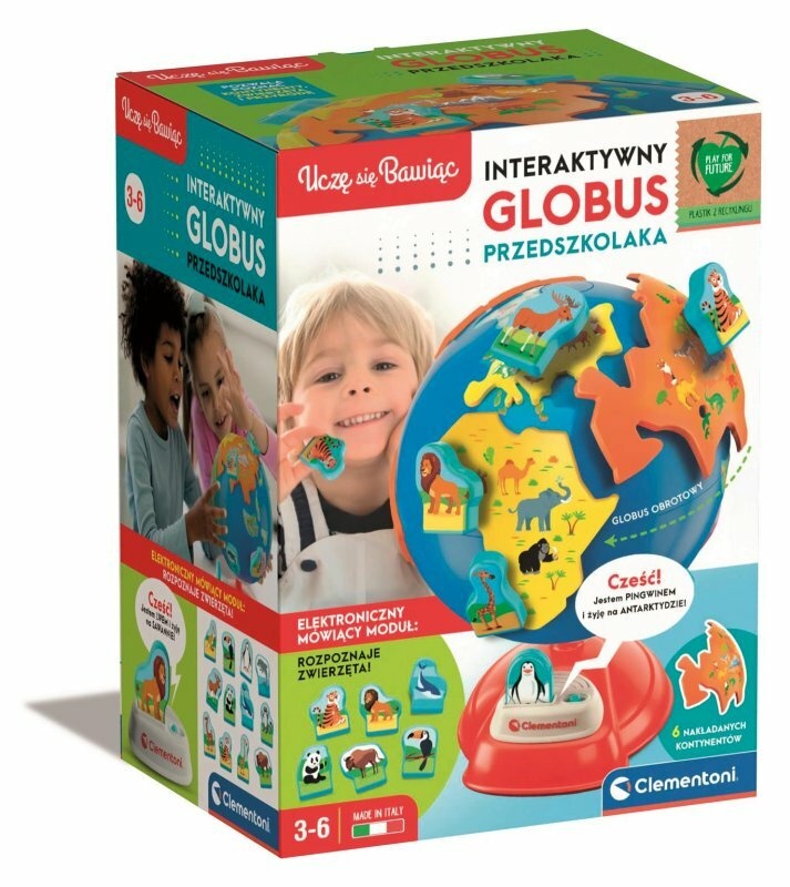 Globe met dieren - gerecycled plastic - educatief