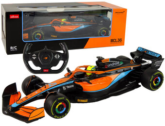 Bestuurbare auto - raceauto - oranje - 47x11x16 cm - rubberen wielen