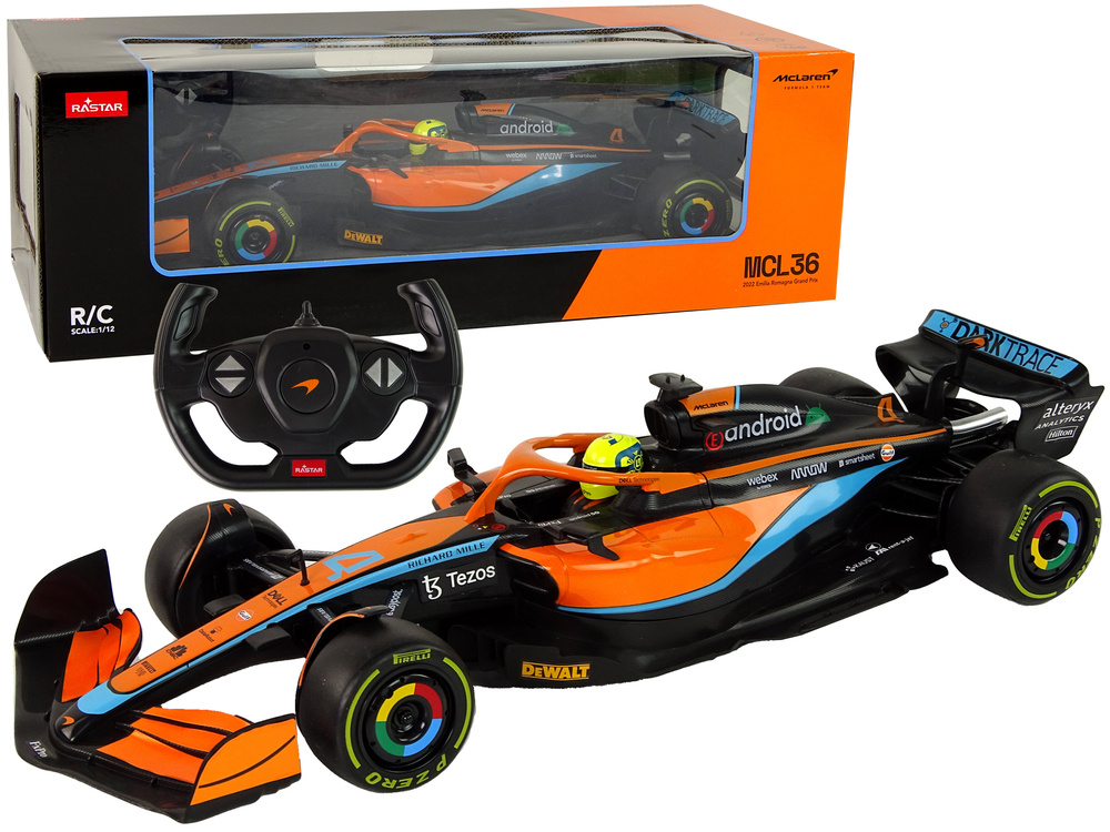 Bestuurbare auto - raceauto - oranje - 47x11x16 cm - rubberen wielen