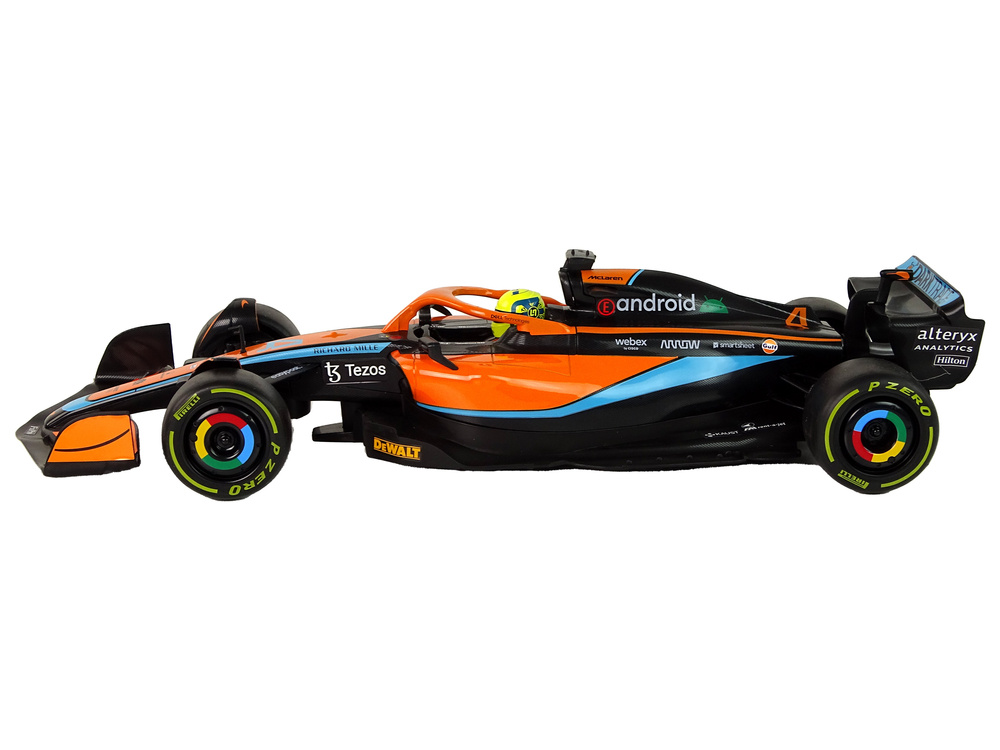 Bestuurbare auto - raceauto - oranje - 47x11x16 cm - rubberen wielen