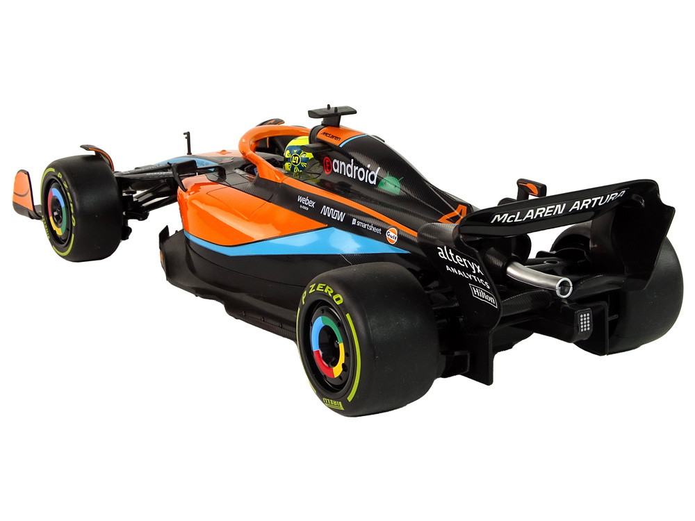 Bestuurbare auto - raceauto - oranje - 47x11x16 cm - rubberen wielen