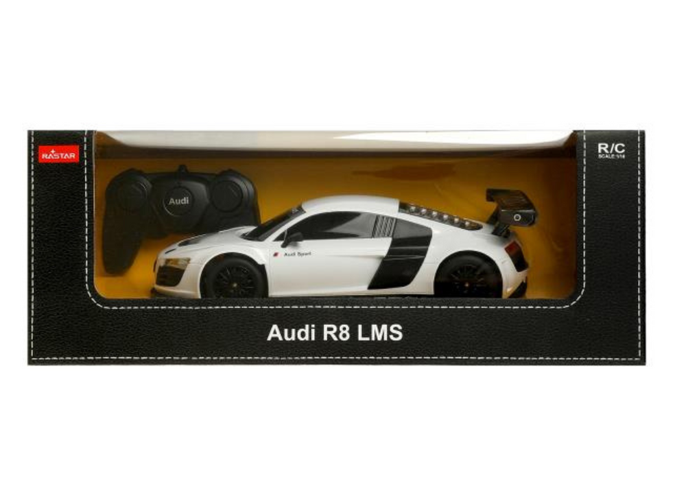 Bestuurbare auto - Audi R8 - wit - 18x5x8 cm - luxe sportwagen