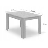 Compacte Eethoek 120cm - Ideaal voor Appartement - Sonoma Eiken met 4 Grijze Stoelen