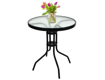 Compacte Balkontafel Rond 60cm - Glas/Metaal - 4 Persoons