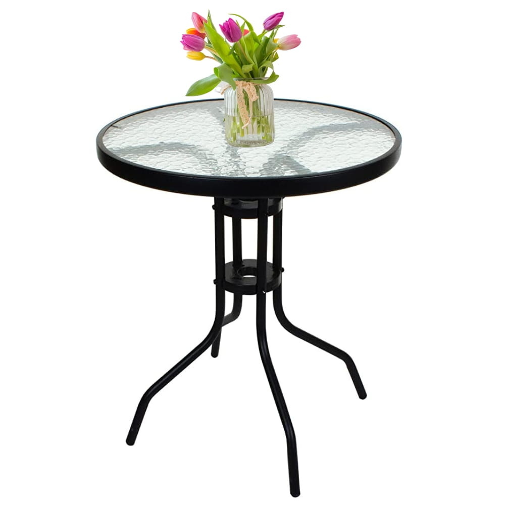 Compacte Balkontafel Rond 60cm - Glas/Metaal - 4 Persoons