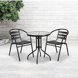 Compacte Balkontafel Rond 60cm - Glas/Metaal - 4 Persoons