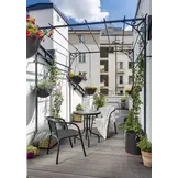 Compacte Balkontafel Rond 60cm - Glas/Metaal - 4 Persoons