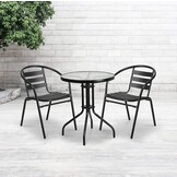 Weerbestendige Ronde Tuintafel 60cm - Gehard Glas - 4 Zitplaatsen