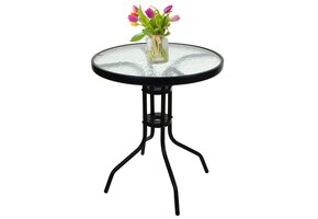 Luxe Terrastafel Rond 60cm - Glazen Blad - Modern Design