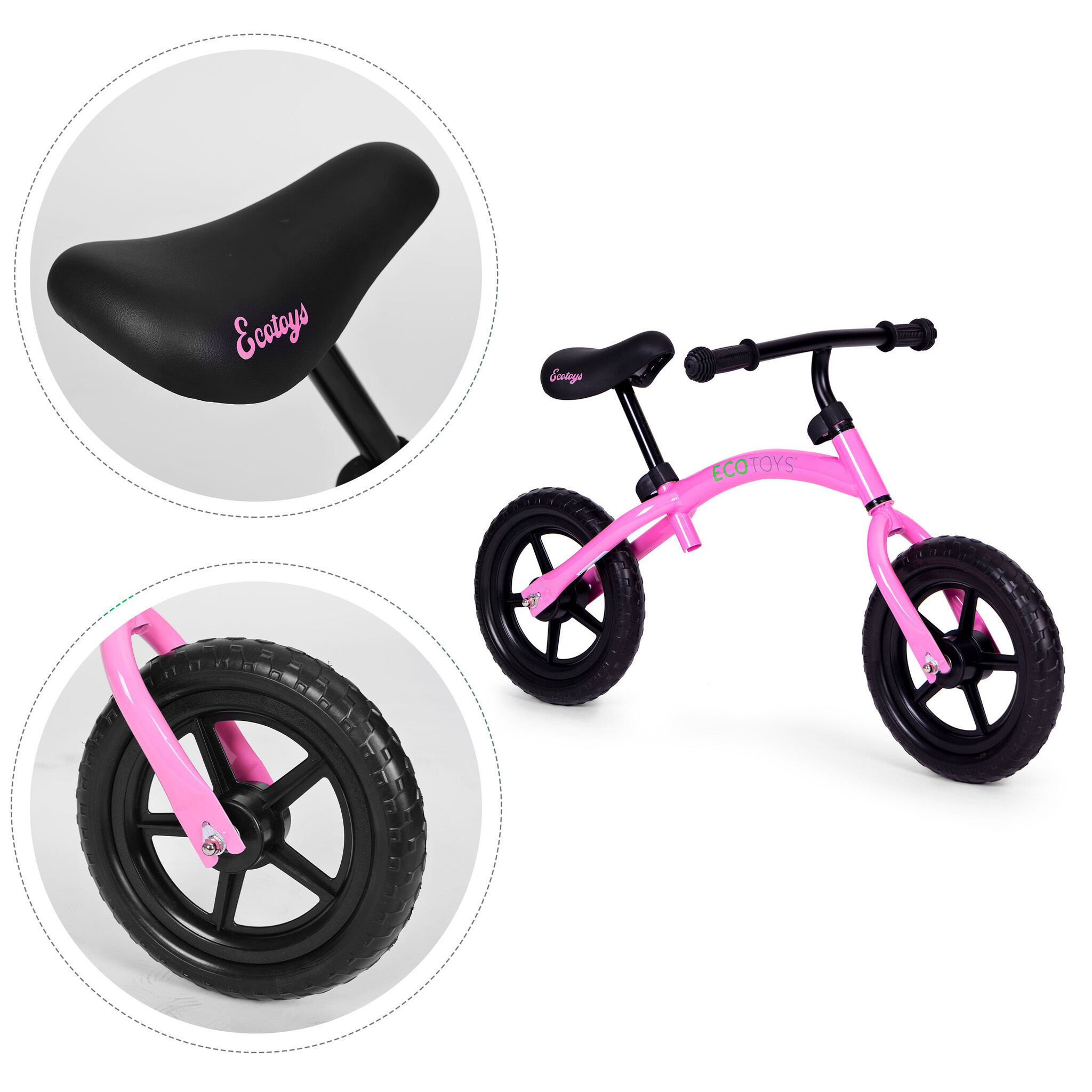 Veilige Kinder Loopfiets - Verstelbaar - Roze - Voor Peuters 3+ Jaar