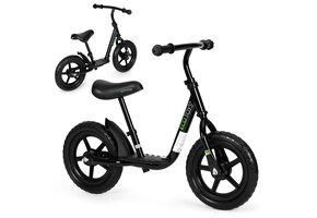 Stevige Metalen Loopfiets - Verstelbaar Zadel - Zwart - 3-5 jaar