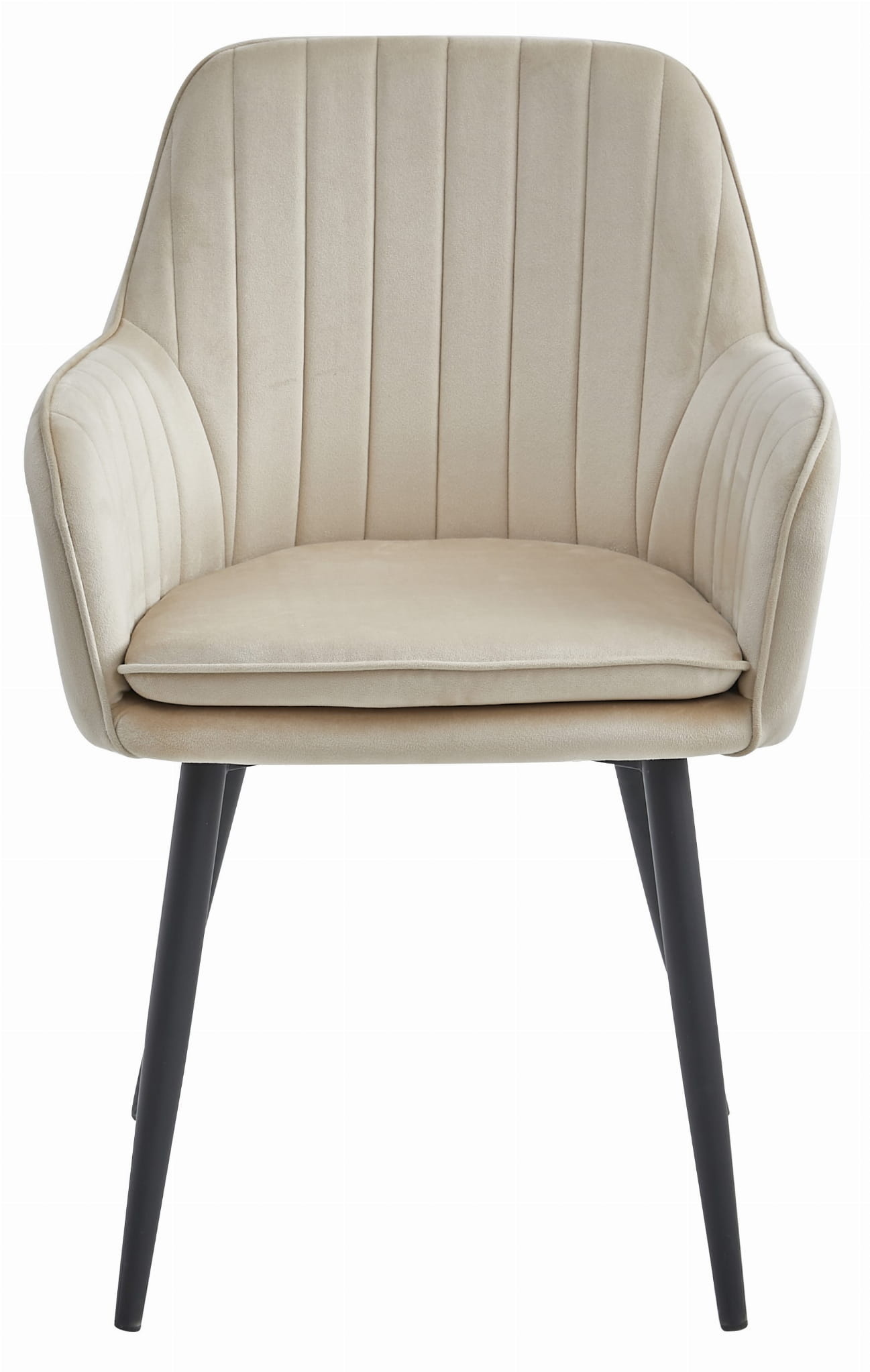 Luxe Velvet Eetkamerstoel Beige - Fluwelen Design Stoel met Zwarte Poten