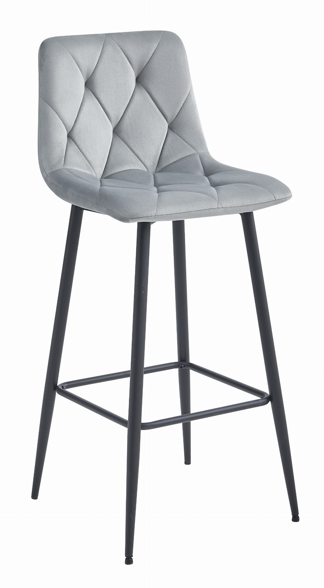 Design Barkrukken Set - Fluweel Zilvergrijs - 3 Luxe Barstoelen met Rugleuning