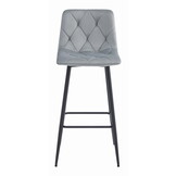 Design Barkrukken Set - Fluweel Zilvergrijs - 3 Luxe Barstoelen met Rugleuning