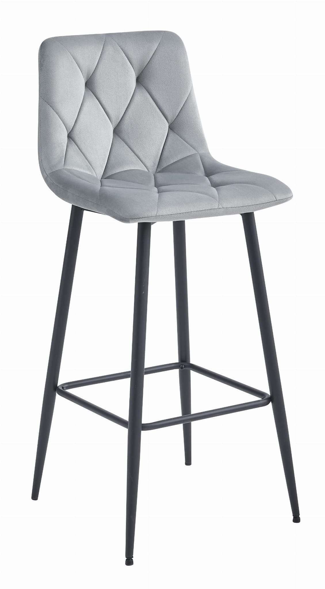 Moderne Barkrukken Keuken - 3 Zilvergrijze Stoelen - Zwart Onderstel