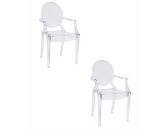 Design Eetkamerstoel Louis XV Modern - Transparant Polycarbonaat - Set van 2